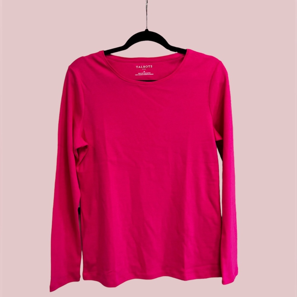 TALBOTS Cotton Long Sleeve Tee/ Cabaret Pink